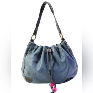 Marc Jacobs Stylish Blue Hobo Bag Leather Drawstring